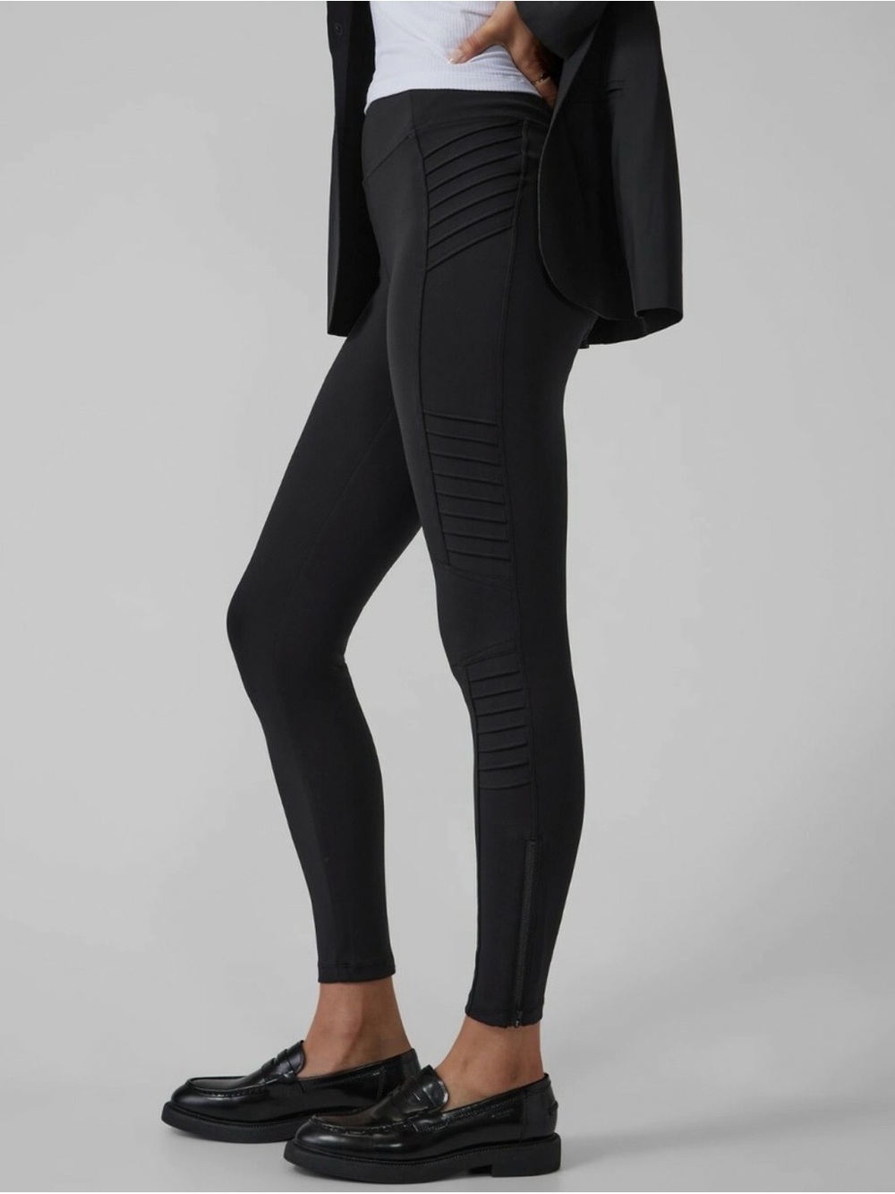 ATHLETA Delancey Moto Tight Black Leggings High Rise Size Small (Fits Medium)